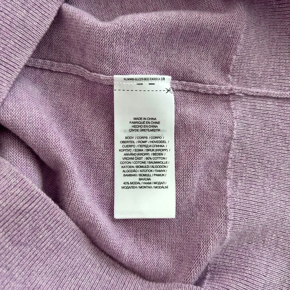 Lauren Ralph Lauren Women's XS Purple Puff Long Sleeve Belted Cotton Sweater Top - Picture 12 of 16